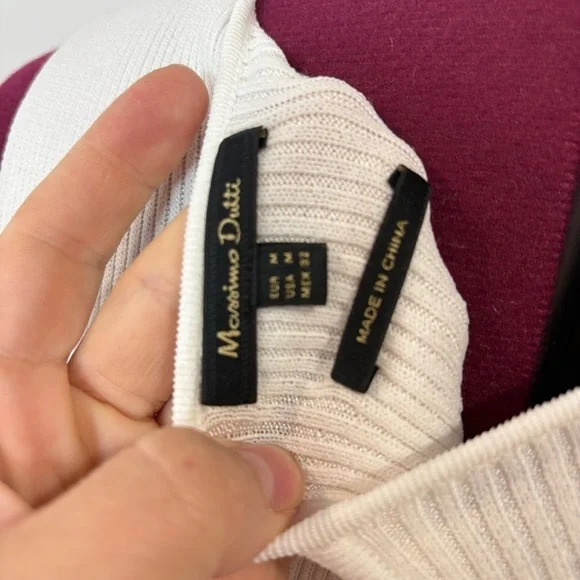 Massimo Dutti White Ribbed Slim Fit Knee length Dress sz M - Picture 6 of 8